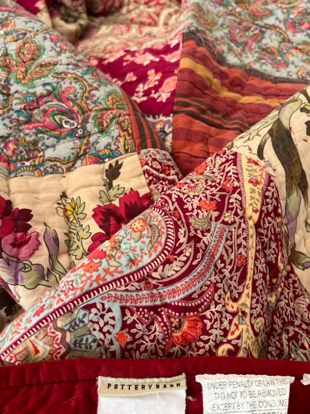 Pottery Barn KING Georgia Patchwork Cottagecore Shabby Chic Heritage Quilt